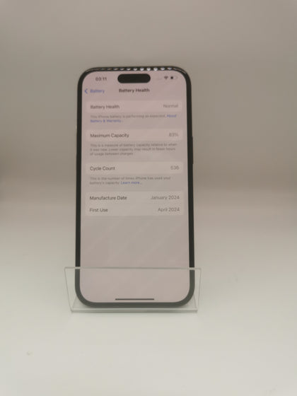 Apple iPhone 15 128GB Black, Unlocked-83% Battery Health