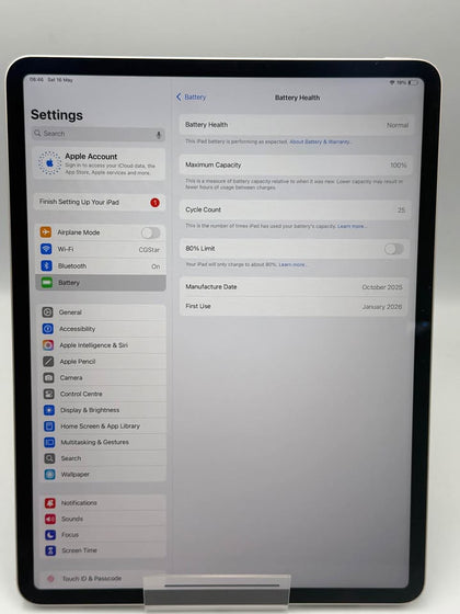 Apple iPad Air 13” M3, (A3268), 128GB, Starlight, WiFi only 100% Bat Cap, Boxed