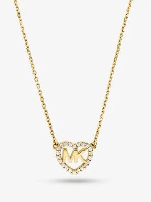 MK Precious Metal-Plated Sterling Silver Logo Heart Necklace MICHAEL KORS LEYLAND