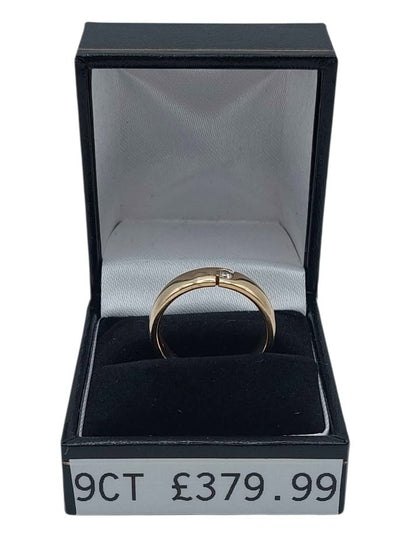9ct 375 Hallmarked Dia Ring, Yellow Gold 6.7g, Size:T, Boxed