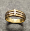 14ct Yellow & White Gold Band Ring with 3 Bezel Set Stones - Size N
