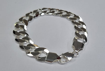 SILVER LARGE CURB BRACELET 9