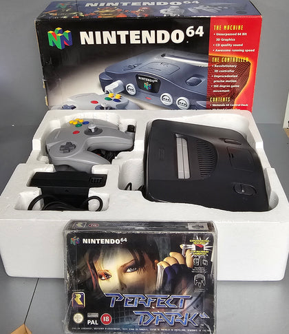 Nintendo 64 (BLACK) BOXED + Perfect Dark.