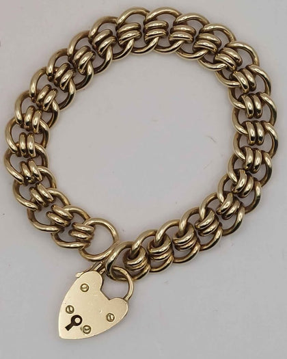 9ct Yellow gold bracelet 52.3g with hart lock hallmarked and Boxed