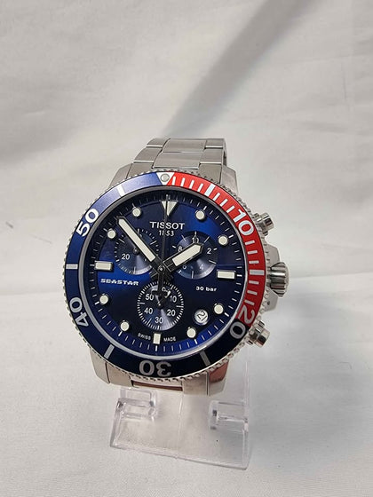 Tissot T-Sport Seastar 1000 Gents Quartz Pepsi Bezel Diver Watch - Steel Bracelet - Unboxed