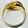 18ct gold double snake ring with diamond set heads size T