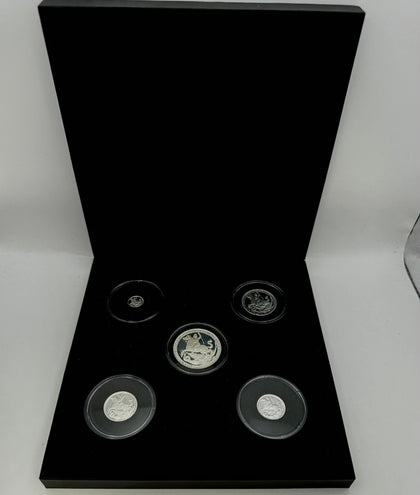 2019 999 Pure Silver, St. George and the Dragon Gibraltar Silver Sovereign Five - Coin Set