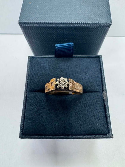 3.03g 9ct Vintage Two-Tone Gold Ring - Size  R - **Hallmarked**