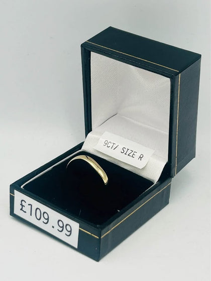 9CT YELLOW GOLD, 375 HALLMARKED SHAPED RING, 1.94G, BOXED, SIZE: R