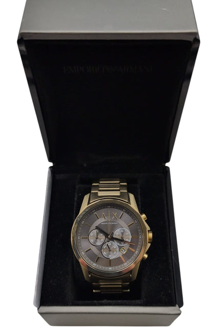 Armani Exchange Men's Silver Chronograph Dial Gold Stainless Steel Bracelet Watch