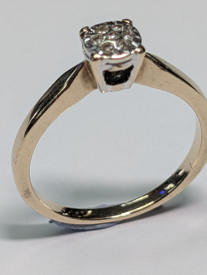 9CT GOLD DIAMOND RING SIZE M