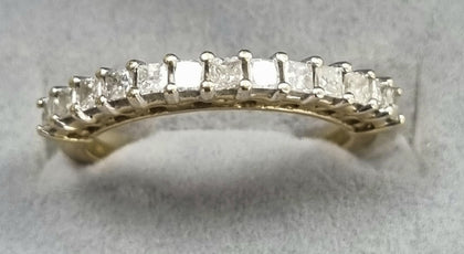 9ct Gold half eternity diamond ring Size L 1/2