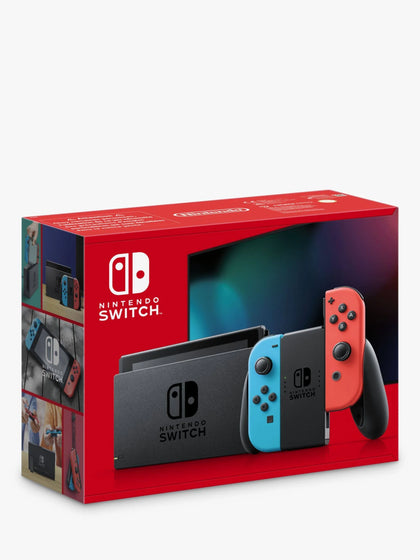 **BOXED** Nintendo Switch Console **Neon Red + Blue** inc. Dock, GamePad, HDMI & Grips **NO CHARGER INCLUDED**.