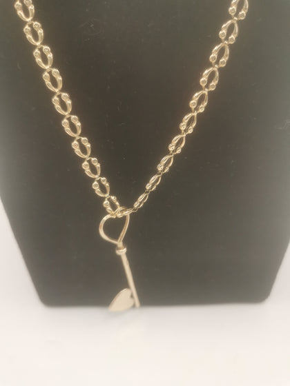 9k Gold Chain with Heart Key pendant 18