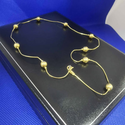 14K Gold Ball Necklace (585 Hallmarked & Tested) Weight:3.9 Grams, 16