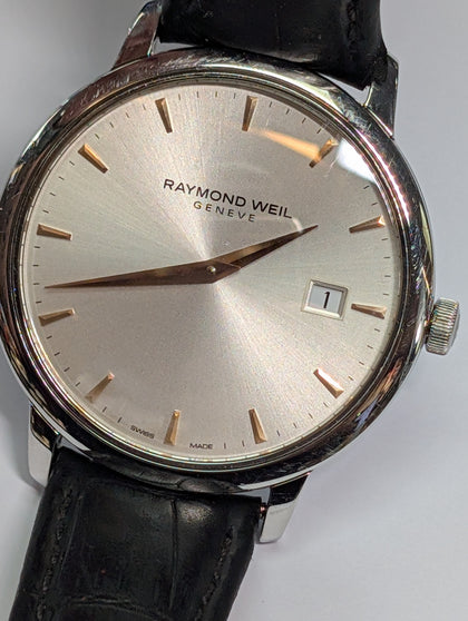 RAYMOND WEIL WATCH BOXED BLACK LEATHER LEATER STRAP