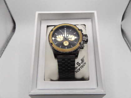Softech Men's Black and Gold watch