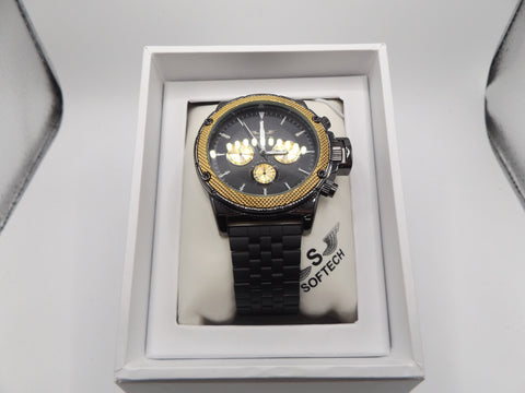 Softech Men's Black and Gold watch