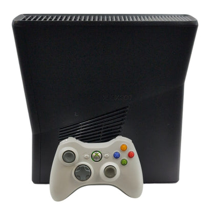 Microsoft Xbox 360 Slim 2010 Model Black with Xbox 360 Controller White
