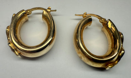 9ct yellow gold hoop earrings with cz stones