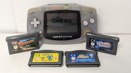 Nintendo Game Boy Advance Console, Glacier & 5 Unboxed Games