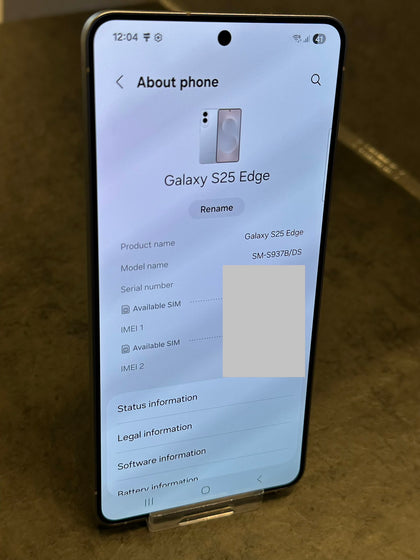 Samsung Galaxy S25 Edge 5G 256GB 12GB Titanium Silver SM-S937B BH 100% Cycle 0