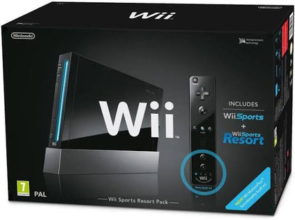 Nintendo Wii Black Console Bundle: Wii Sports Resort Edition ** Boxed **