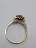 9CT GOLD RING WITH GREEN STONES/DIAMOND SIZE V PRESTON STORE