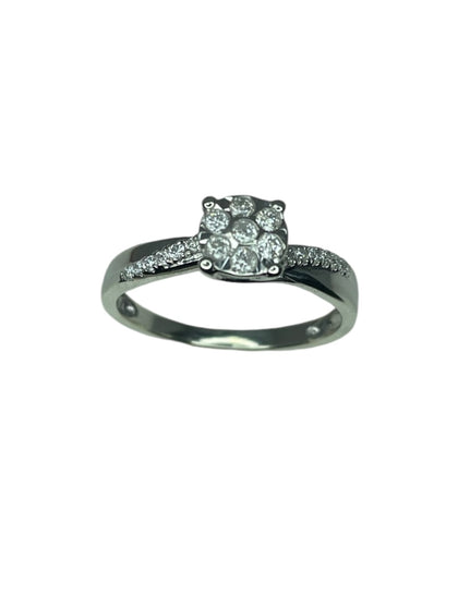 White Gold Diamond Ring - 9ct - 2.4g - Size 'O'