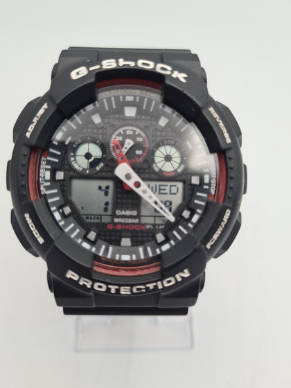 Casio G-shock GA-100 black and red Men's digital/analogue watch in original box