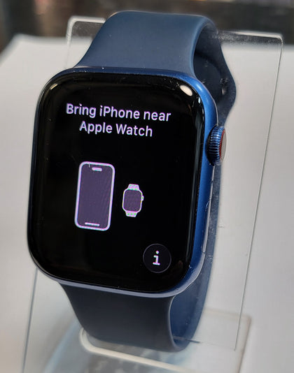 Apple Watch Series 7 45mm, Blue Aluminium with M/L Blue strap, Cellular