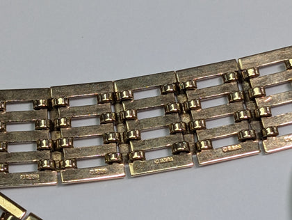 9ct Gold 5 Bar Gate Bracelet with Safety Chain