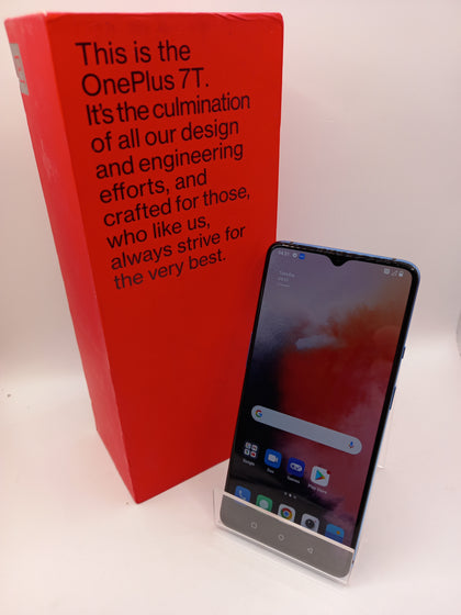 OnePlus 7T 8GB+128GB Dual Sim Glacier Blue 4G, Unlocked, Boxed with Original Charger
