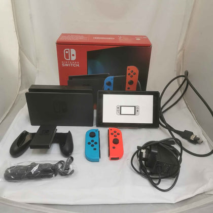 Switch Console, 32GB HAC-001-01 + Neon Red/Blue Joy-Con, Boxed With All Accessories