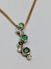 9ct Gold Necklace with Diamond and Green Stones