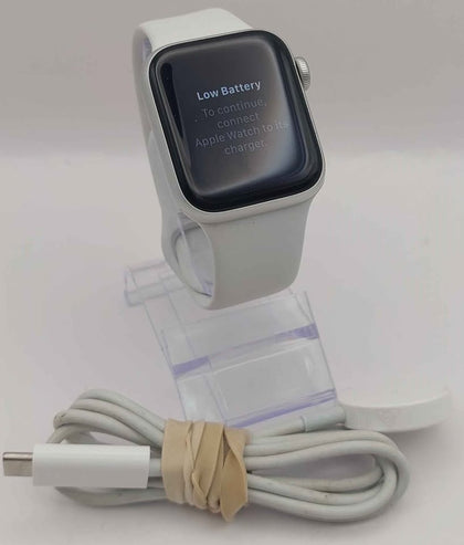 Apple Watch SE 2nd Gen [GPS] with white straps silver aluminium 40mm unboxed with charger