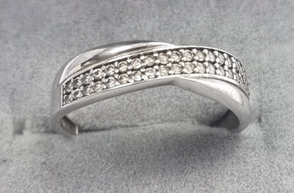9ct White Gold CZ Ring Size M1/2