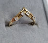 9ct gold wishbone ring cz stones size O