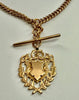 Hallmarked 9ct Gold double albert pocket watch chain with T bar