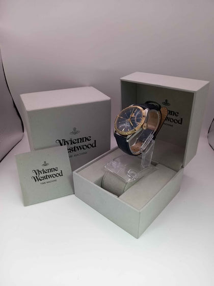 Vivienne Westwood VV192NVNV Conduit, Black Leather Strap, Analogue Watch, Boxed