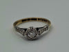 Vintage Art Deco 18ct Yellow Gold & Platinum CZ Solitaire Engagement Ring - Size L - 2.36 Grams