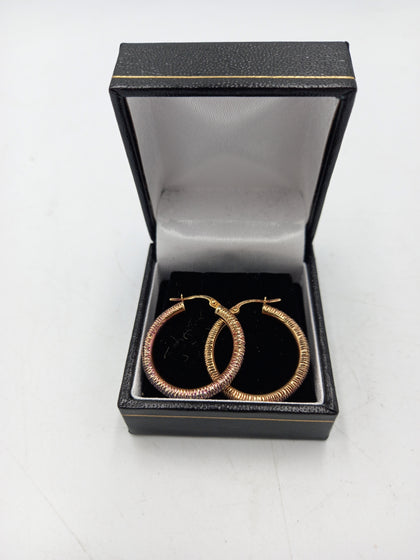 9CT Gold Circle Hoop Earrings 1.6Grams - Hallmarked 9CT - Vintage Earrings - Boxed