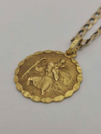9K St Christopher Thin Chain Style Necklace (375 Hallmarked & Tested) Weight: 4.6g, 20
