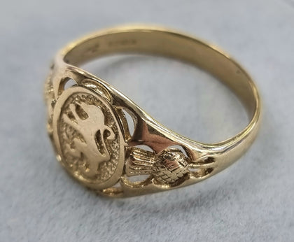 9ct Gold Scottish Lion Ring 