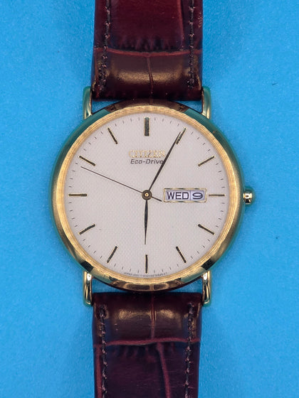Citizen Eco-Drive E101-S015588 Gold Tone White