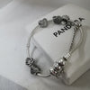 Pandora Bracelet with 6 Charms (Family Love Heart Charm x 2, Happy Birthday Charm, Love Heart Charm, & Others), 925 Silver & 35 Grams, Size: Length 8"