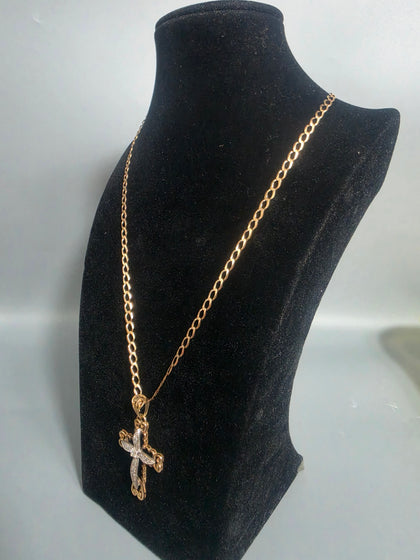 9CT GOLD NECKLACE 375 5.4G 20'' IN LENGTH WITH CROSS PENDANT