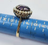 Antique 9ct Amethyst & Pearl Seed  Cluster Ring Size "O"