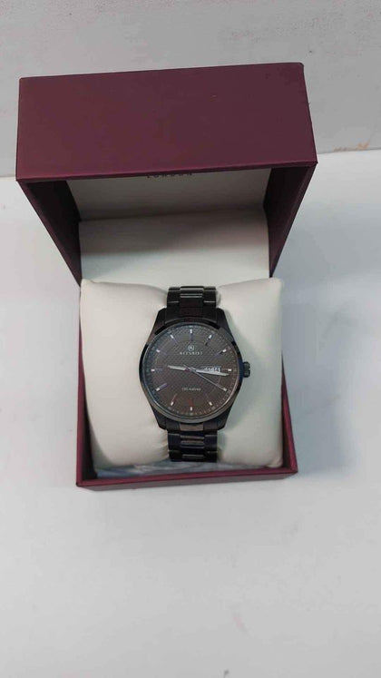 Accurist 7058 Grey Quartz Watch With Day/Date - Steel Bracelet - Boxed