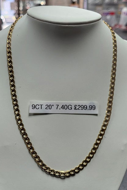 9CT - Yellow Gold Curb Chain - 7.4g - 20